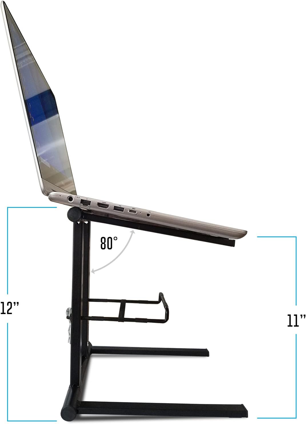 AXA AXCESSABLES DJ Laptop Stand with Travel Bag | Portable Foldable Aluminum Laptop Stand for Laptops up to 15 inches and 20lbs | No Assembly Required, Includes Carrying Bag