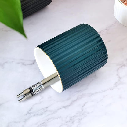 CROWNOS Pen Holder for Desk, Ceramic Pencil Cup Office Desk Organizer, Makeup Brush Holder, White
