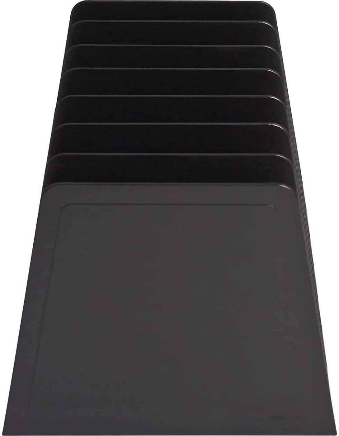 1InTheOffice Desktop File Organizer Vertical, Mail Organizer, 7 Compartments Office File Sorter, 4-3/4" H x 8-3/4" W x 5-1/2" D, Plastic, Black 2 Pack