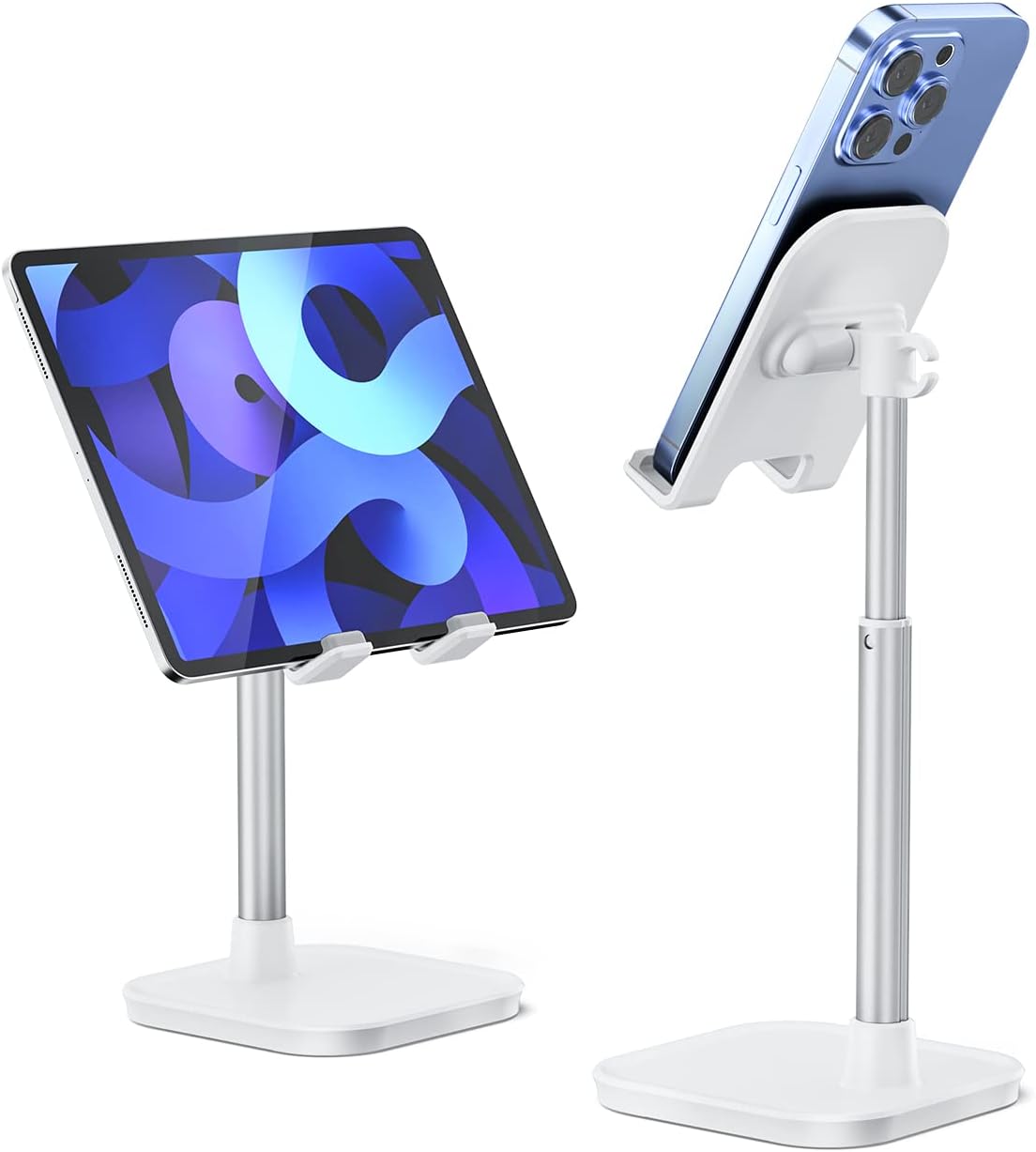 Cell Phone Stand, Adjustable Height Phone Stand for Desk, Eye Level Desktop Phone Holder Compatible with iPhone, Pro Max, Samsung, and All Mobile Phones up to 10''