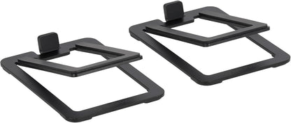 Rockville SR3 Low Profile Speaker Riser Stands Pair for 2" to 4" Desktop Home Speakers or Studio Monitors - De-Coupling Foam Pad, 16-Degree Tilt, Metal, Anti-Slip Feet