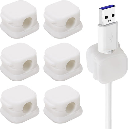 6 Pack Magnetic Cable Clips for Phone, USB, HDMI Cables, with Adhesive Organizer for Desk, Home Office, Nightstand, Car, Wall