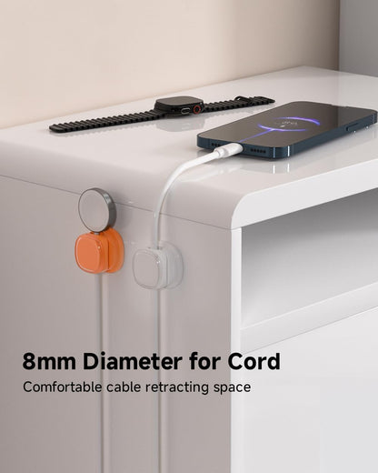 9 Pack Cord Organizer, Spring Cable Management, Adhesive Cute Cable Holder Clips, Phone Charger Wire Keeper for Desk Nightstand Car Office (9-Pack White_Orange_Blue)