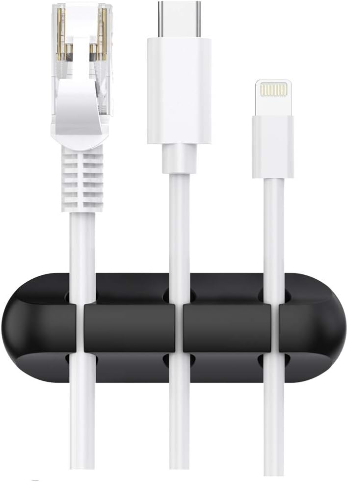 SOULWIT Cable Holder Clips, 3-Pack Cable Management Cord Organizer Clips Silicone Self Adhesive for Desktop USB Charging Cable Nightstand Power Cord Mouse Cable Wire PC Office Home