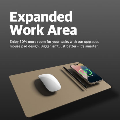 POUT H3 Wireless Charging Mouse Pad – Qi-Enabled Fast Charger Built into Sleek Desk Mat, Compatible with Phones, Earbuds & More(Dust Gray)