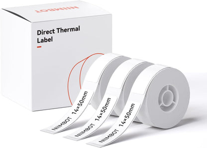 NIIMBOT White Cable Label Maker Tape for D11/D110/D101 Label Maker, 12.5 x 109 mm (0.49'' x 4.29''), 3 Rolls, Thermal Label for Home Office Labeling Tape Replacement