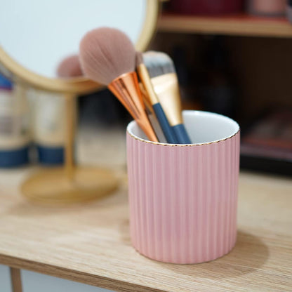 CROWNOS Pen Holder for Desk, Ceramic Pencil Cup Office Desk Organizer, Makeup Brush Holder, White