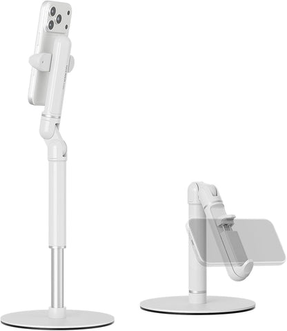 NEEWER Basics Cell Phone Stand for Desk, Adjustable Phone Holder Clamp with Weighted Metal Base, Office Table Phone Mount Compatible with iPhone 16 15 Pro Max Plus Samsung for Video Recording, ST006
