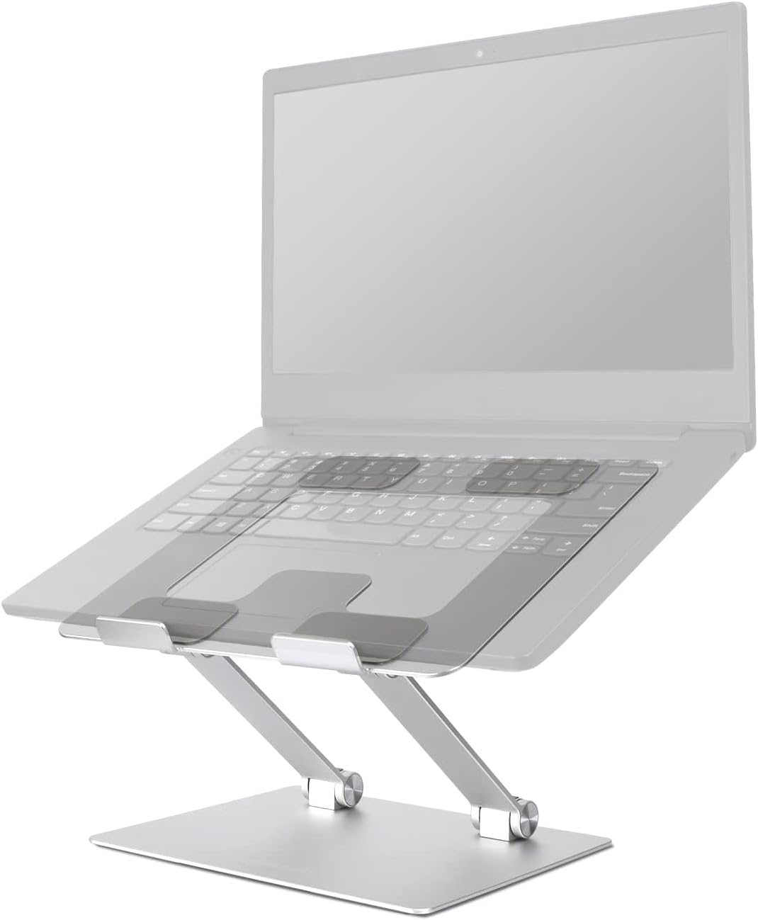 Amazon Basics Sturdy and Portable Ergonomic Laptop Stand for Desk, Height Adjustable Riser with Ventilated Cooling, Foldable, Fits all Laptops up to 15.6 Inch, Silver