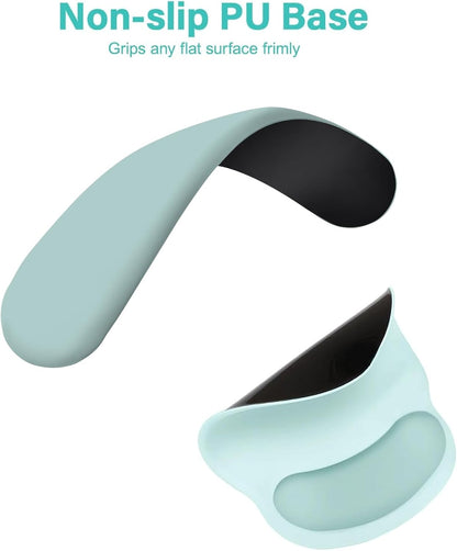 MOSISO Wrist Rest Support for Mouse Pad&Keyboard Set, Circle Curved Ergonomic Mousepad&Coaster Non-Slip Base Home/Office Pain Relief&Easy Typing Pad with Soft Cloth&Silicone Lining, Antique Green