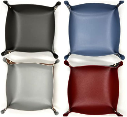 4 Pack Valet Tray PU Leather Jewelry Tray for Women and Man Portable Catchall Travel Storage Dish Plate Key Tray For Entryway Desk Organizer for Phone, Keys, Glasses, Wallet, Earphone, Watch, Coin