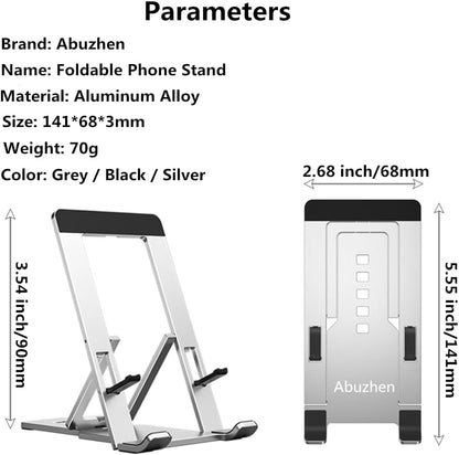Cell Phone Stand, Fully Adjustable Foldable Desktop Phone Holder for Desk, Thick Case Friendly, Compatible with All Phones (A-Black)