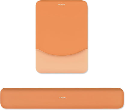 MOSISO Wrist Rest Support for Mouse Pad&Keyboard Set, Rectangular Ergonomic Mousepad Non-Slip Base Home/Office Pain Relief&Easy Typing Pad with Neoprene Cloth&Raised Silicone Lining, Green