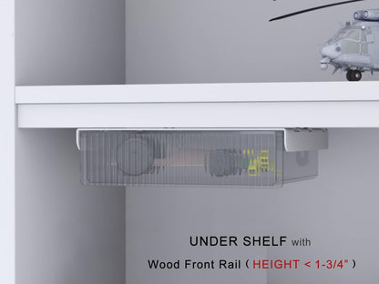 Under Desk Drawers for Organization, Pull Slide out Drawer Underneath Table With Lip, Attachable Under Shelf Pencil Drawer, Clear Light Black