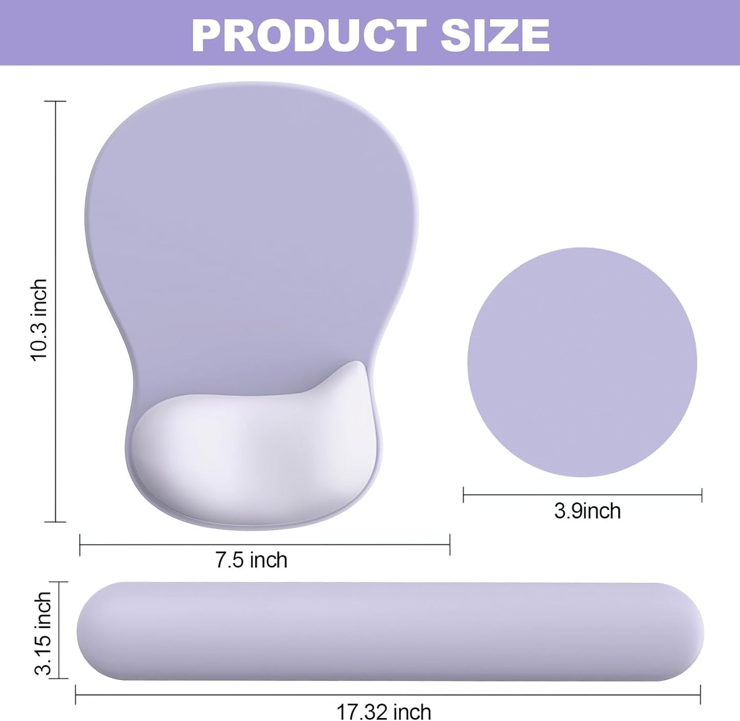 Ergonomic Mouse Pad with Wrist Rest and Keyboard Wrist Rest, Black Mousepad and Wrist Rest for Computer Keyboard, Pain Relief, Non-Slip PU Base, Gel Mouse Pad with Wrist Support for Gaming, Office