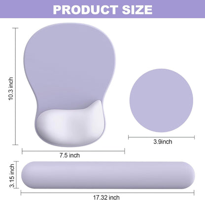 Ergonomic Mouse Pad with Wrist Rest and Keyboard Wrist Rest, Black Mousepad and Wrist Rest for Computer Keyboard, Pain Relief, Non-Slip PU Base, Gel Mouse Pad with Wrist Support for Gaming, Office