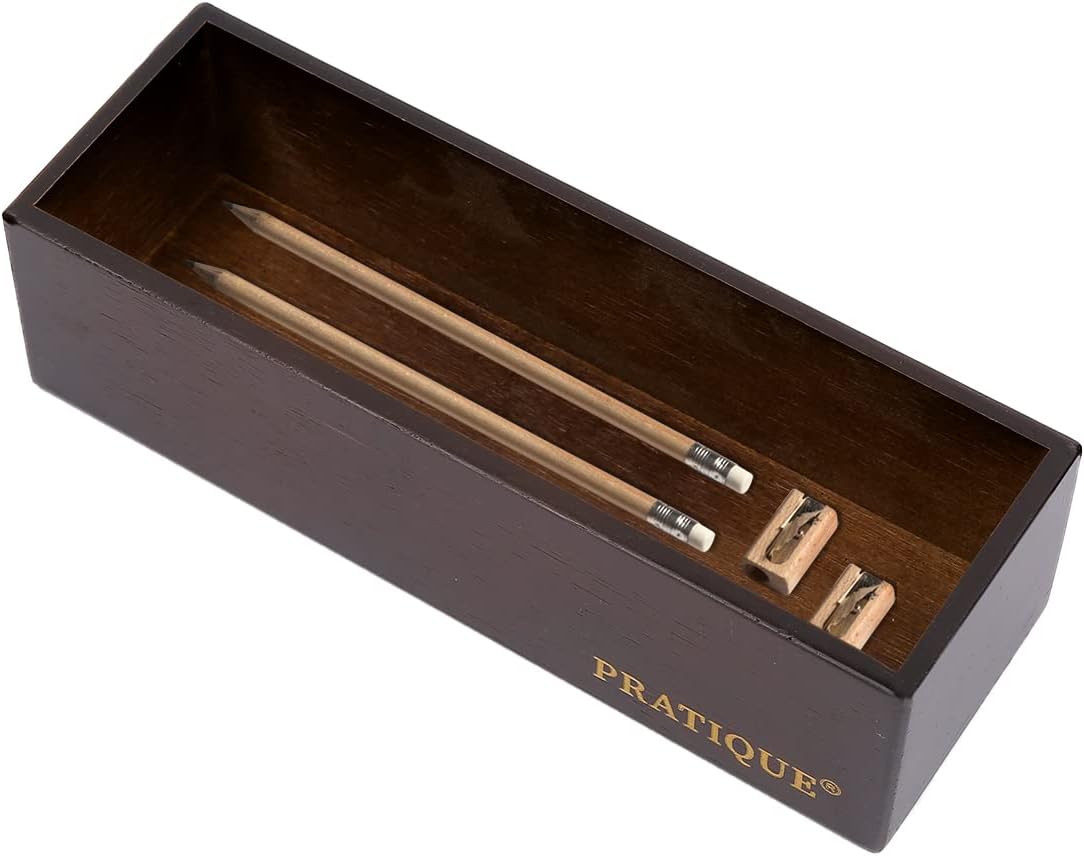 PRATIQUE Bamboo Drawer Organizer - Kitchen Utensil Organizer Silverware Tray Cutlery Holder，Office Desk Supplies and Accessories (8.9x5.9x2.6 inch)