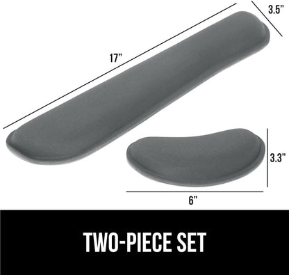 GORILLA GRIP Silky Memory Foam Wrist Rest for Computer Keyboard, Mouse, Ergonomic Design for Typing Pain Relief, Desk Pads Support Hand and Arm, Mousepad Rests, Stain Resistant, 2 Piece Pad, Black