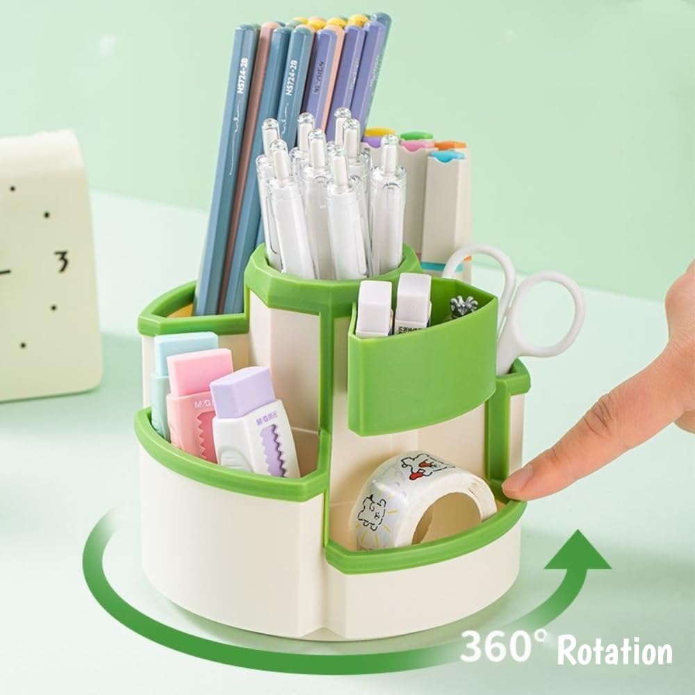 Pencil Pen Holder Desk Organizers Green Desktop Storage Stationery Supplies, Cute Cup Pot for Office, School, Art Supply