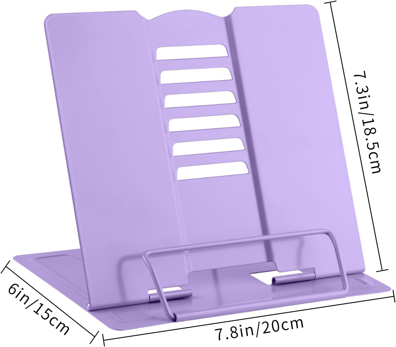 MSDADA Desk Book Stand Metal Reading Rest Book Holder Adjustable Cookbook Documents Holder for Recipes Textbooks Tablet Music Books, Mom Gifts, Gifts for Grandma Mom Mothers Day(Light Purple)