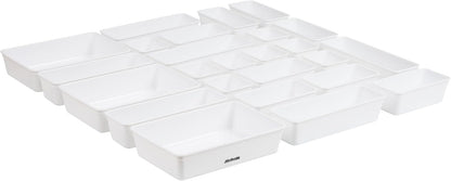 Mind Reader 8-Piece Drawer Organizer Set, Storage Trays for Kitchen, Bathroom, Office, Makeup, Jewelry & More, Junk Drawer Tray, Utensil Holder, Plastic, Clear