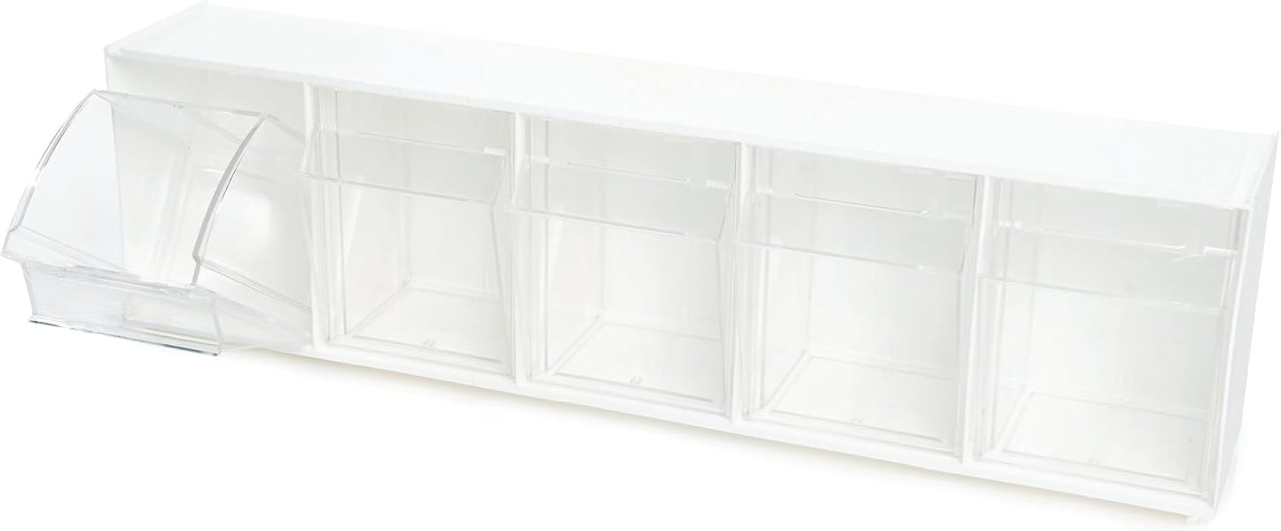 Deflecto Interlocking Tilt Bin, 9 Bin Unit, Clear and White, 23-5/8” x 3-5/16” x 2-5/8” (20903OP)