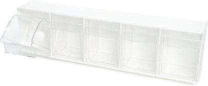 Deflecto Interlocking Tilt Bin, 9 Bin Unit, Clear and White, 23-5/8” x 3-5/16” x 2-5/8” (20903OP)