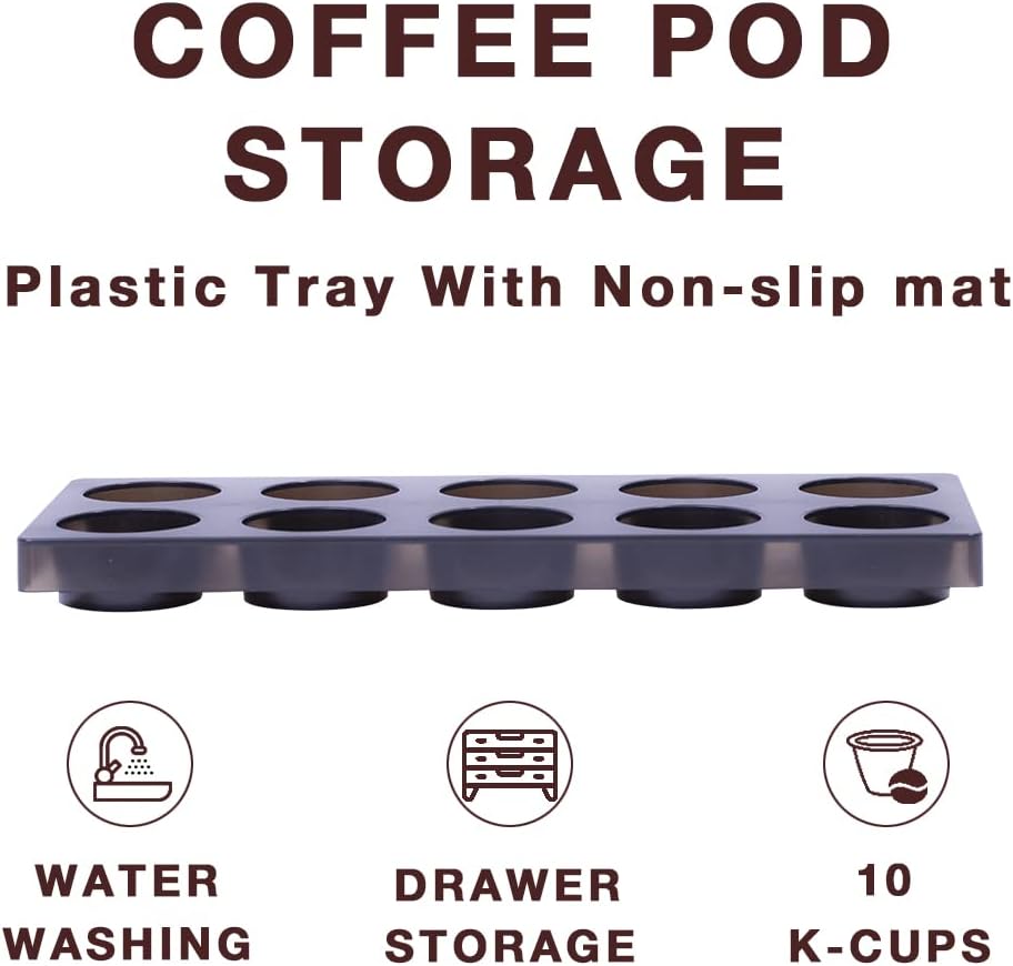 Coffee Pod Storage Organizer for Kitchen Drawer Holders 20 K CUP, Premium Plastic Tray With Non-slip mat