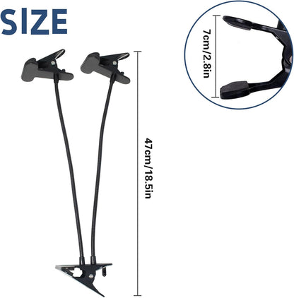 Book Stand for Reading, Recipe Book Holder with Flexible Hose and 2 Metal Clamp, Height Adjustable Book Holder for Desk Bendable Cooking Bookstand for Textbook, Music Books, Tablet, pad