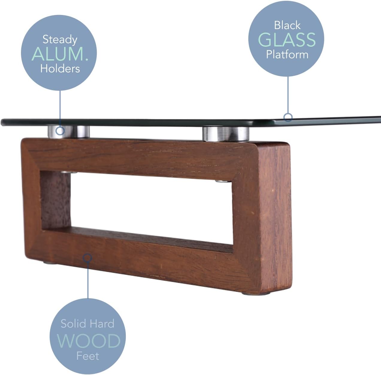 YEOUX Multi-Purpose Desktop Stand, Clear Floating Computer Monitor Riser with Natural Wood Base, Desk Organization Shelf for Printer, Laptop, Audio Device, Flat Screen