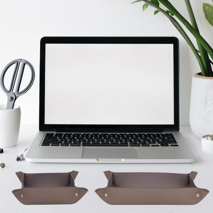 2PC Leather Valet Tray Organizer, Desk Organizer Tray Or Candy Holder, Practical Storage Tool for Travel, Home Or Office (Blue, Large+Extra Large)