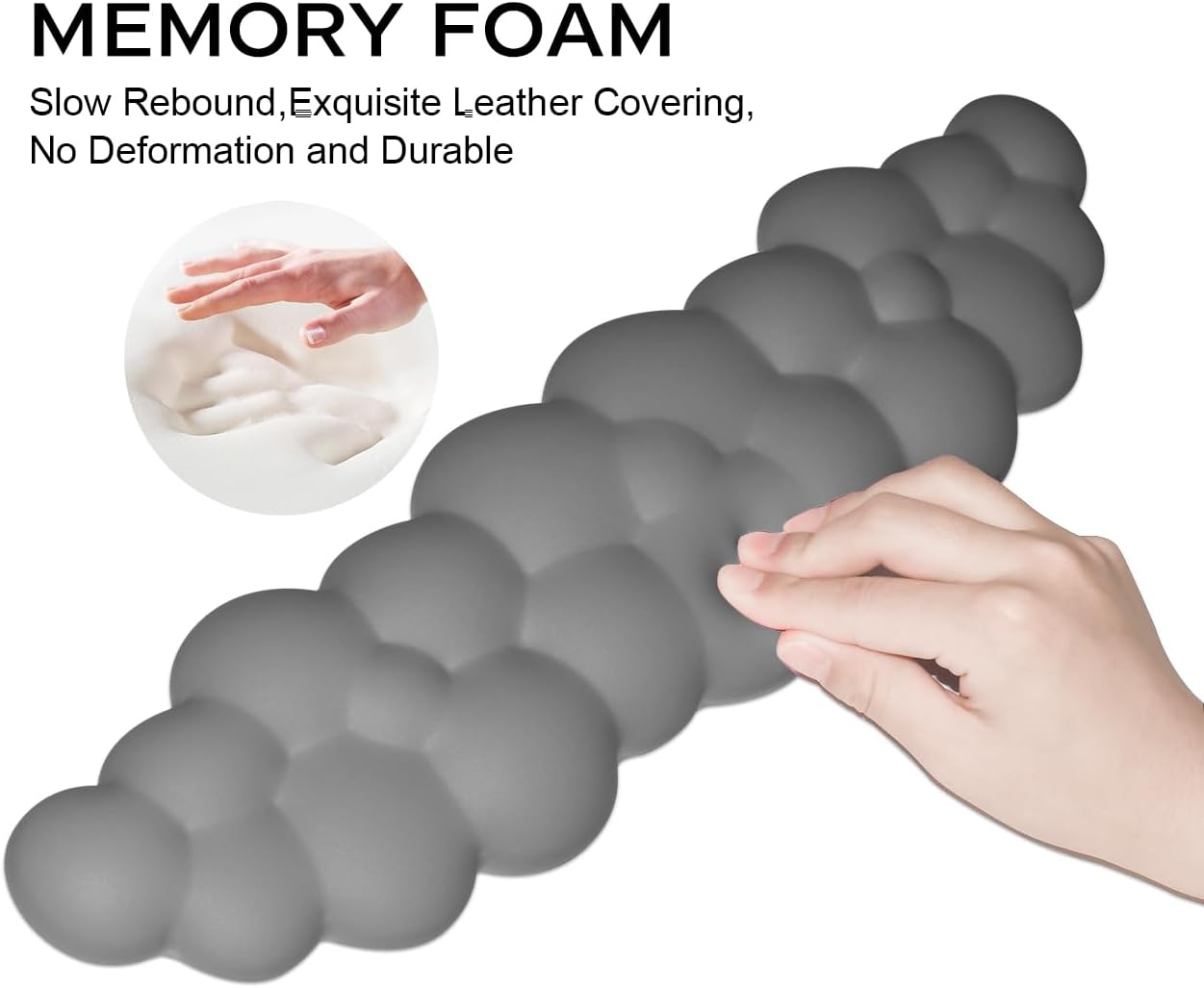 JIKIOU Upgrade Leather Cloud Keyboard Wrist Rest, Cloud Wrist Rest with Non-Slip PU Base, Comfortable Memory Foam Wrist Rest for Computer Laptop Mac Gaming Office and Pain Relief Christmas Wish Gift