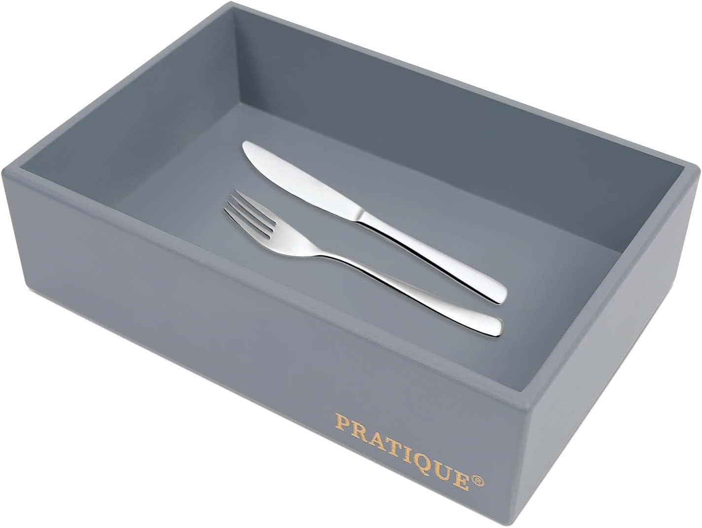 PRATIQUE Bamboo Drawer Organizer - Kitchen Utensil Organizer Silverware Tray Cutlery Holder，Office Desk Supplies and Accessories (8.9x5.9x2.6 inch)