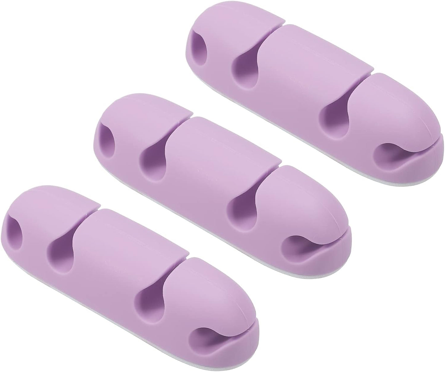 MECCANIXITY 3pcs Cable Clips Cord Organizer for Desk, 4 Slots Silicone Adhesive Cord Holders Organizer Cable Management for USB Charging Cable, Purple