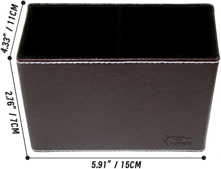 Leather Pen Holder, Brown Pencil Holder, Desktop Elegant Pen Holder for Desk, Stationery Organizer for School Office Home Dorm (3.3" x 3.3" x 4", Brown)