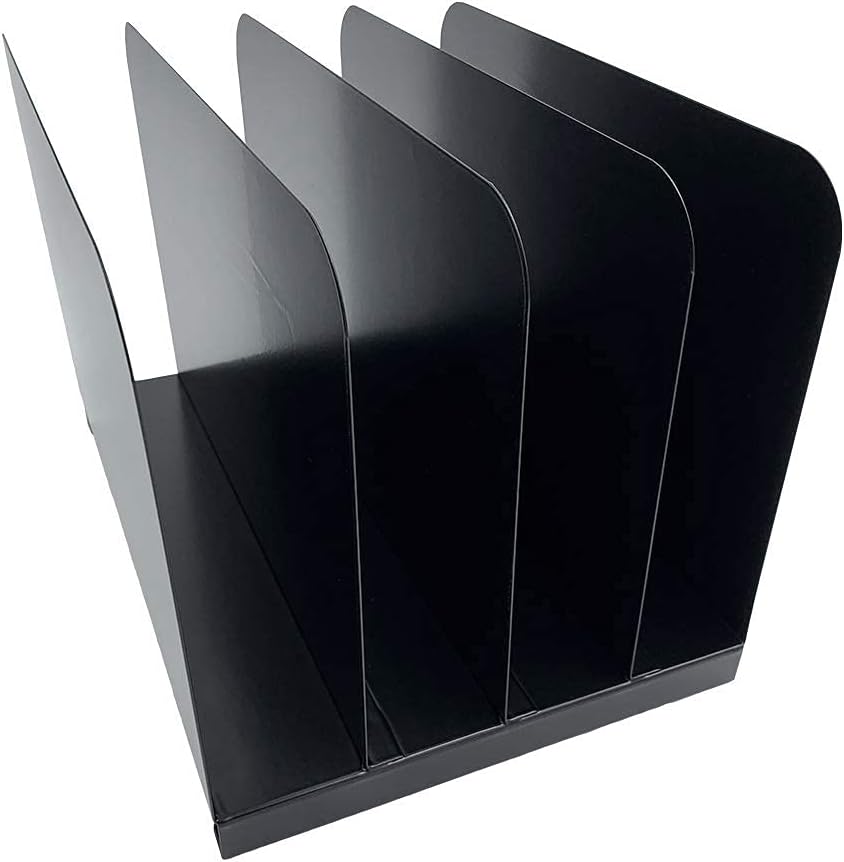 Huron Desktop File Binder Organizer Storage Vertical 8 Slot, Black Commercial Grade Steel