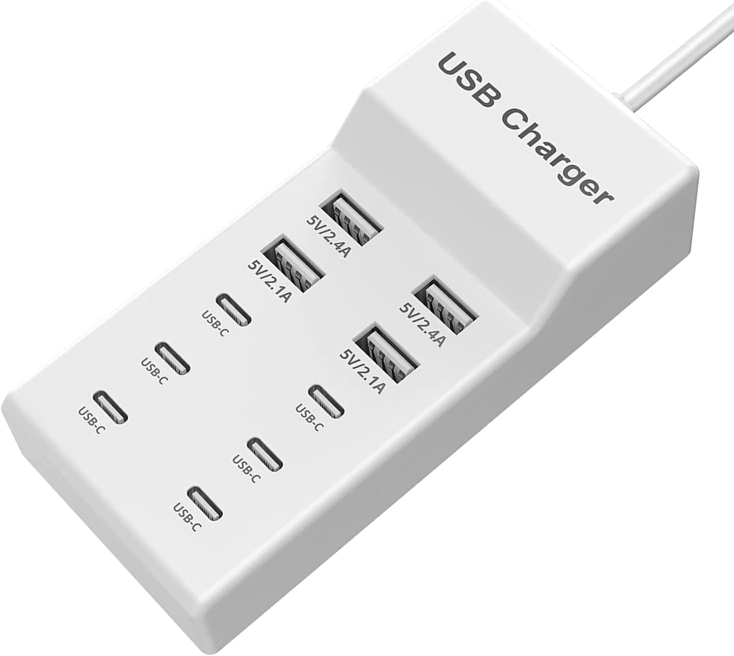 USB C Charger,10 Ports USB Charging Station with 6 Ports USB-C, Desktop 50W Multi Ports Charger Compatible with iPhone 12/13/14/15/16/Galaxy S22/S23/S24/S25/Tablet/Watch/Headphones