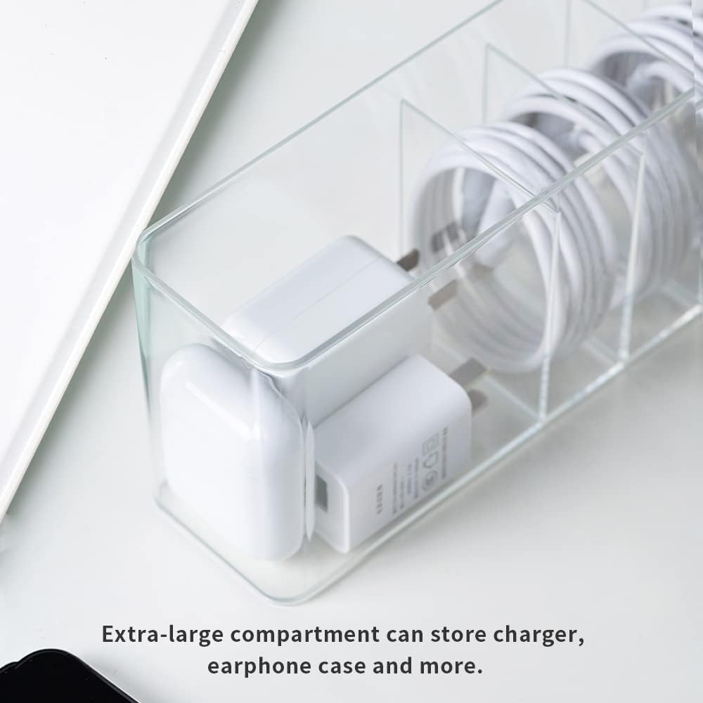 Charger Cable Cord Storage Organizer Box - 2 Pack With Lid - Easy Storage Without Cable Ties