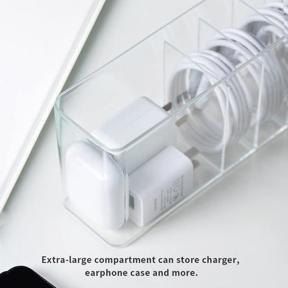 Charger Cable Cord Storage Organizer Box - 2 Pack With Lid - Easy Storage Without Cable Ties