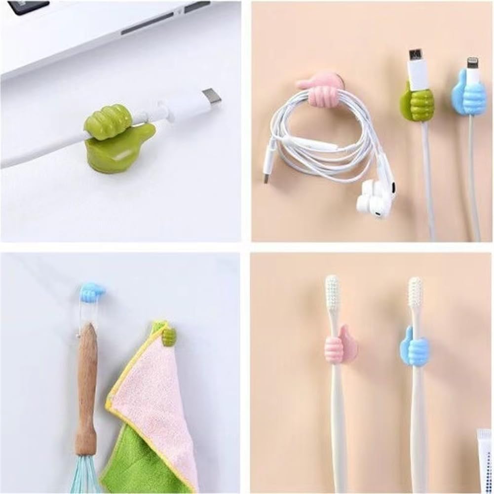 20Pcs Cable Clips, Fun Cord Holders, Silicone Thumb Wall Hooks, Cord Organizer for Desk Wall Car Nightstand, Cord Clips, Wire Holders, Phone USB Charger Cable Management, Key Hanger