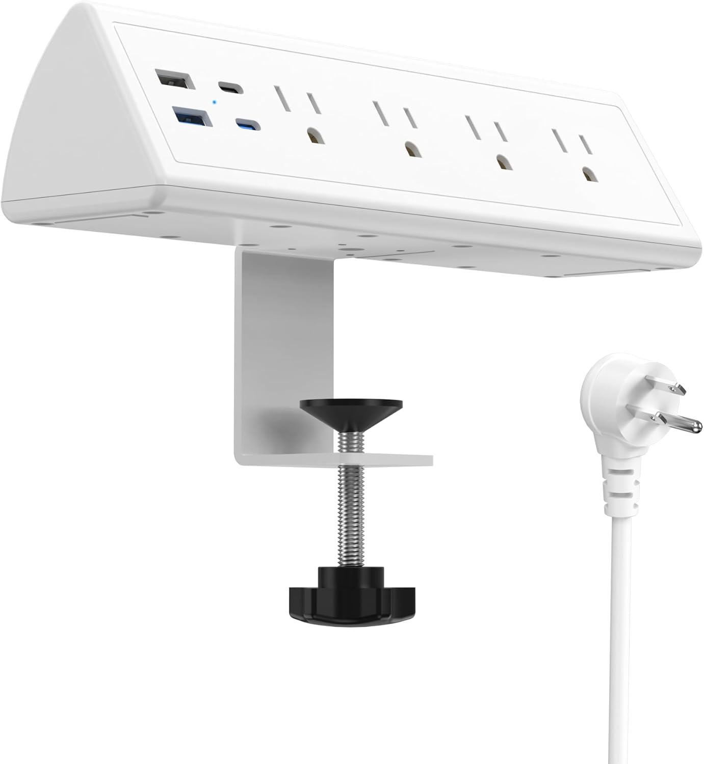 Jgstkcity Desk Clamp Power Strip,20W Fast Charging Station,Surge Protector Nightstand Edge Mount,1875W Extension Cord with Multiple Outlets,2 USB-C,2 USB-A,for Home Office (Black, 6 FT)