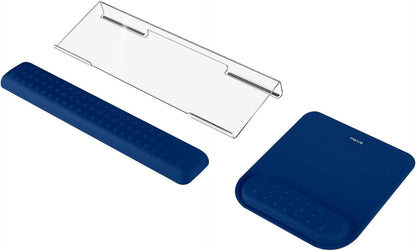 MOSISO Computer Keyboard Stand&Wrist Rest Support for Keyboard &Mouse Pad Set, Ergonomic Massage Wrist Rest Set, Easy Typing Working Acrylic Clear Stand for Office Home, Apricot