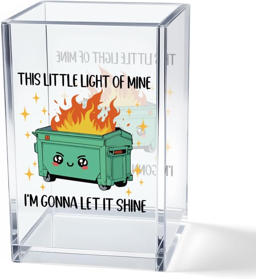 Everything is Figureoutable Acrylic Cosmetic Pencil Pen Holder Cup, Emotional Dumpster Fire Pencil Pen Holder Cup, Therapy Gifts, Mental Health Gifts for Women Colleague Boss Teacher