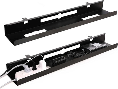 AIMEZO 31.5Inch Heavy Duty Steel Cable Management Tray - Under Desk Wire Management Organizer Computer Cord Raceway