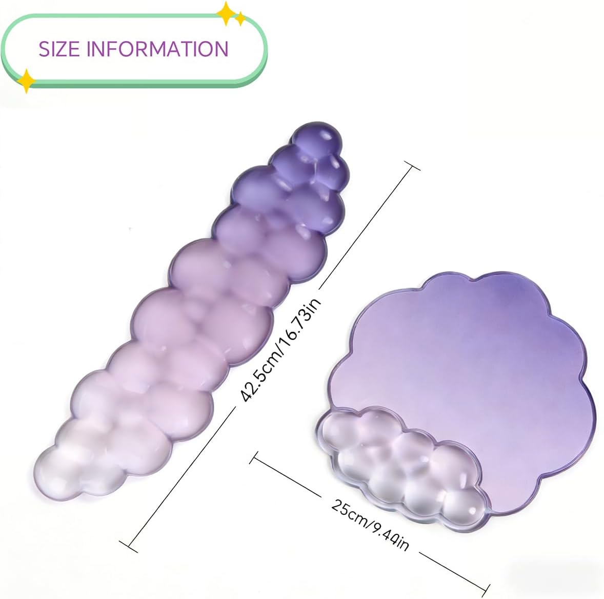 Gel Wrist Rest and Cloud Mouse Pad Support for Keyboard and Mouse - Ergonomic Pink Keyboard Wrist Pad Set for Typing Pain Relief/Computer/Laptop/Gaming/Home/Office (Cloud Shape, Gradient Blue Pink)