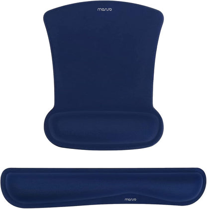 MOSISO Wrist Rest Support for Mouse Pad & Keyboard Set, Ergonomic Mousepad Non-Slip Base Home/Office Pain Relief & Easy Typing Cushion with Neoprene Cloth & Raised Memory Foam, Apricot