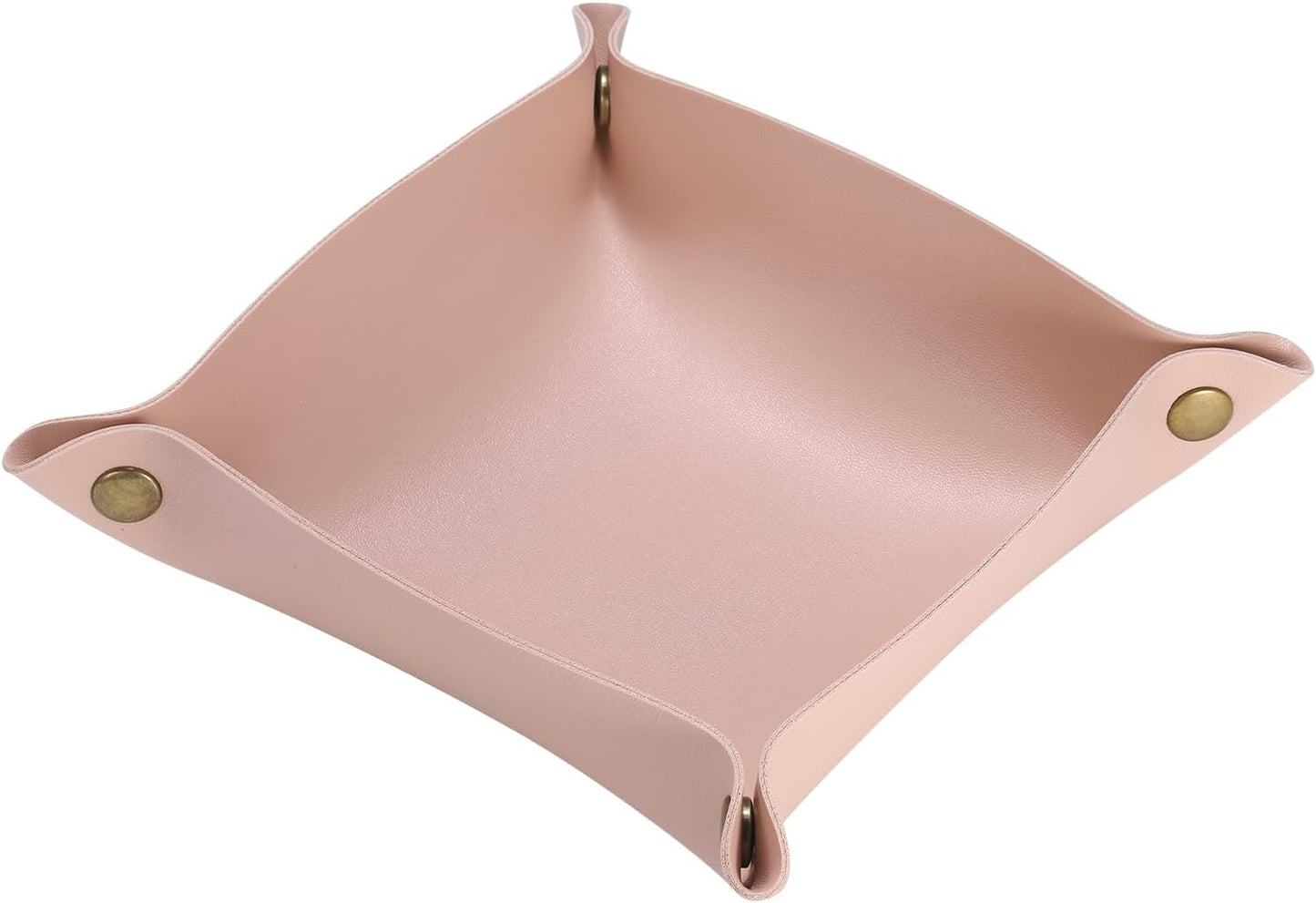 HARFINGTON PU Leather Valet Tray Unisex Folding Small Catchall Tray Portable Entryway Table Tray Nightstand Bedside Desk Tray for Key Wallet Watch Coin Jewelry Dice, Gray