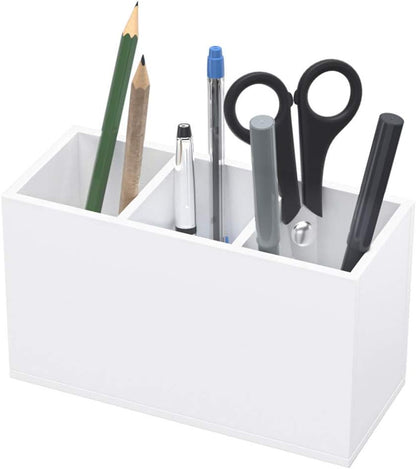 NIUBEE Acrylic Pen Holder 4 Compartments, Clear Pencil Organizer Cup for Countertop Desk Accessory Storage