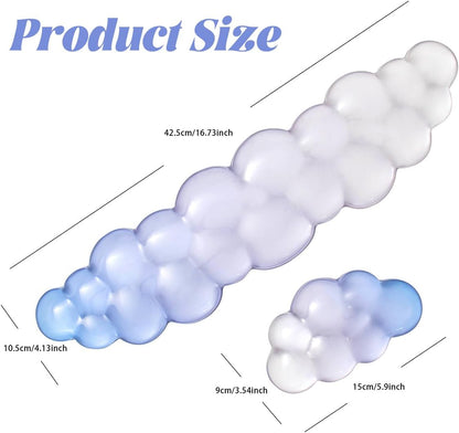 Gel Keyboard Wrist Rest Cloud Set, Clear Ergonomic Wrist Support and Arm Support Keyboard Rest for Typing Pain Relief, with Non-Slip Soft Washable Wrist Rest(Pink Blue)