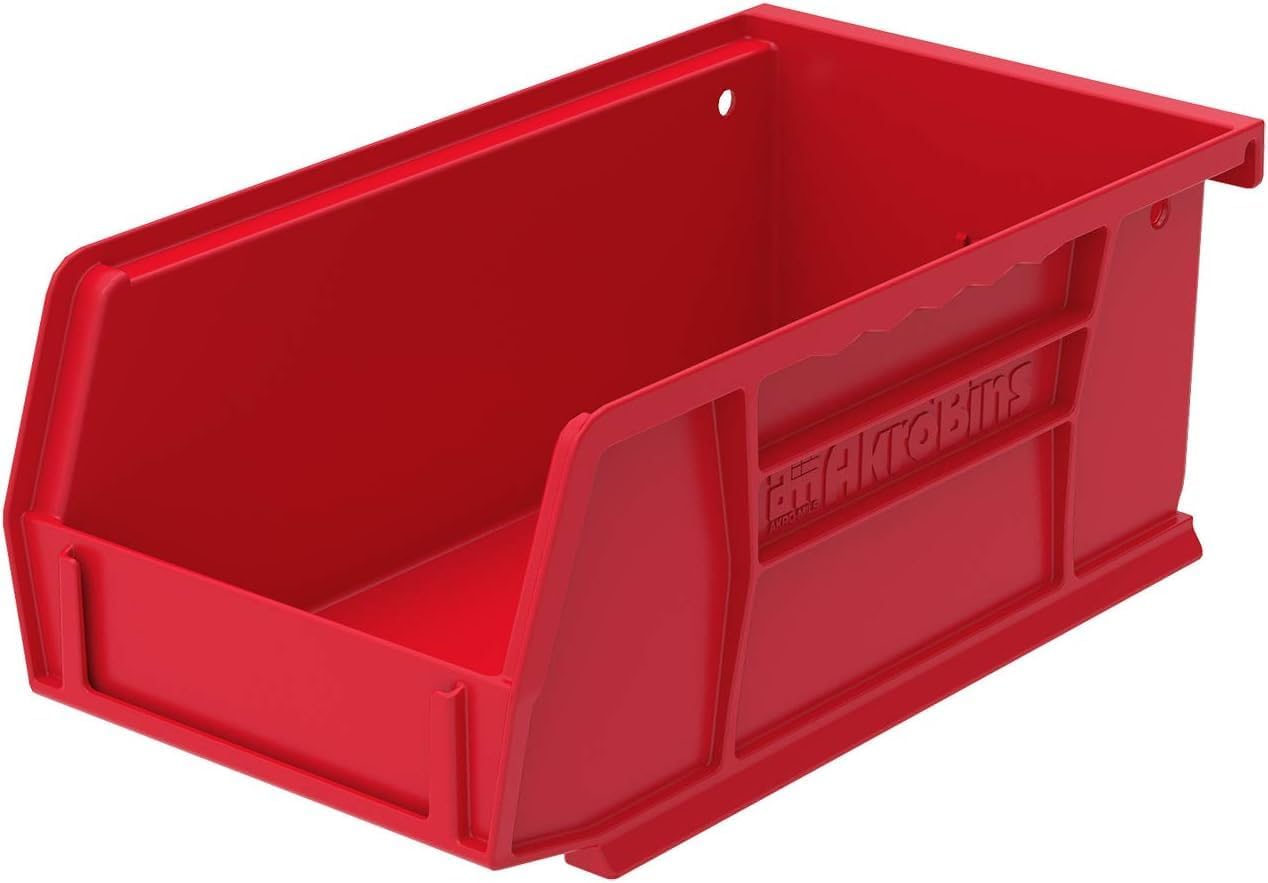 Akro-Mils 30220 AkroBins Plastic Storage Bins, Space-Saving Stackable Bins for Garage, Pantry, Craft Organization, 7" x 4" x 3", Yellow, 24-Pack